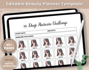 Printable Beauty Planner Journal, 2024 and 2025 Digital Planner, Hair Beauty Planner, Digital Journal for Beauty, Digital Journal for Kids.