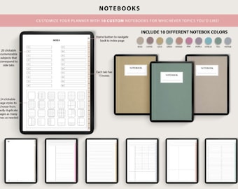 Digital Notebook - Goodnotes Notebook - Digital Notebook for Students - Dividers for Subjects - Vertical