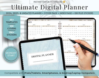 Undated Digital Planner, 2024 & 2025 Hyperlinked Planners, Boho Digital Journal, GoodNotes Planner, iPad Planner, Daily Notability Templates