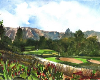 Golf Ojai : SIGNED Art Print   Sandra Watercolors™ California