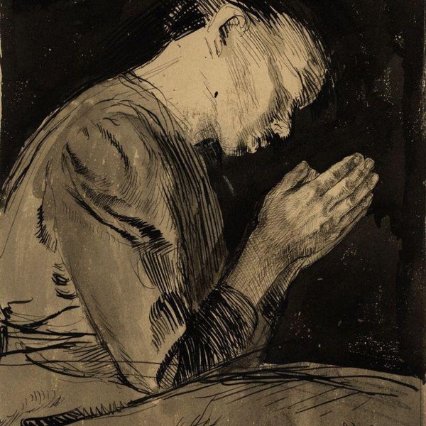 Praying Woman : Kathe Kollwitz   1892   Archival Quality Art Print