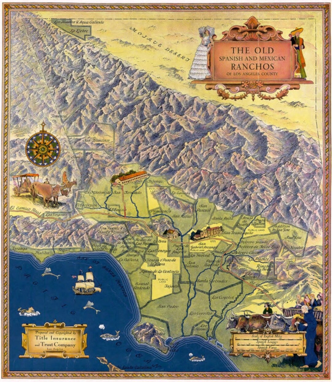 The Old Spanish and Mexican Ranchos of Los Angeles County : Map Art ...