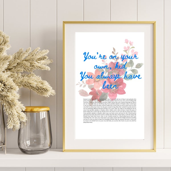 boho digital art print | photography | downloadable quote art | Taylor Swift | You're On Your Own Kid | song lyrics | Swiftie Art