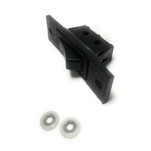 May include: Black plastic toggle switch with a round button and two small white plastic screws.