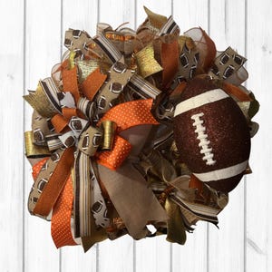 Football Wreath for Front Door – Fall Game Day Decor, Sports Ribbon Wreath, Football Season Door Decor, Tailgate Party Wreath