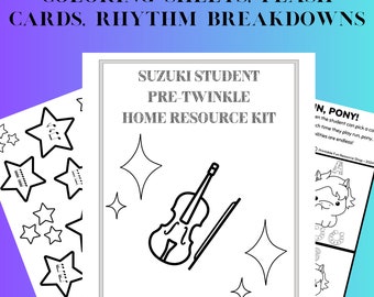Suzuki Schüler-Eltern Pretwinkle Violine Home Ressourcen Kit: Arbeitsblätter, Malseiten, Karteikarten und Übungsblätter