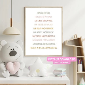 Positive Affirmation Poster,Mental Health,School Psychology,Motivational Poster,religious poster,office poster,decor,classroom decor,CBT