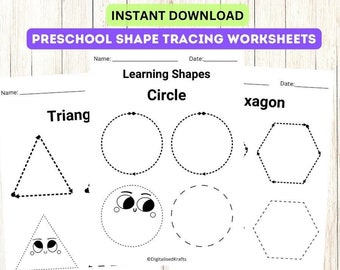 15 Page Shape Tracing Preschool,Basic Shape Tracing,Shape Tracing Worksheet,Printable Shape Worksheet,Homeschool Worksheet,Flight busybook