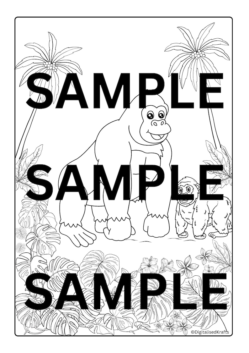 Jungle Animals Colouring Book for Children,printable for Kids,colouring ...