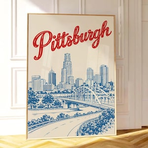Pittsburgh Poster, Pittsburgh Skyline Print Pittsburgh Wall Art Cathedral of Learning Poster Pittsburgh Cityscape Pennsylvania Travel Poster