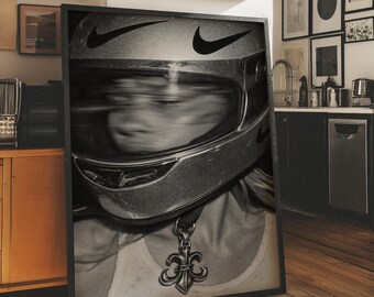 Black and White Nike Poster, Editorial Fashion Wall Art, Motorsport Photography Print, Cool Girl Aesthetic, Streetwear Art Digital Download