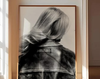 Miu Miu Fashion Poster, Black and White Wall Art, NYC It Girl Decor, Model Off Duty Print, High Fashion Photography, Cool Girl Apartment