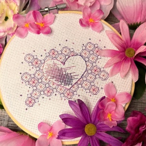 heart mending: modern blackwork pattern