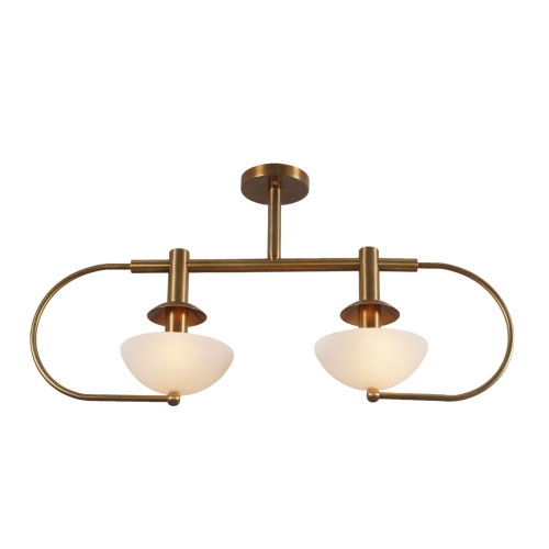 Mid Century Sputnik Chandelier Modern Handmade Brass Two Arm Chandelier Ceiling Light Fixture
