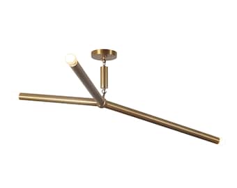 Mid Century Sputnik Three Arm Light Linear Chandelier Modern Handmade Brass Chandelier Ceiling Light Fixture