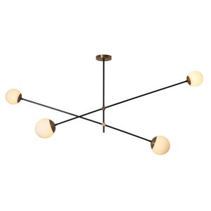 Mid Century Sputnik Four Globe Chandelier Modern Handmade Brass Chandelier Ceiling Light Fixture