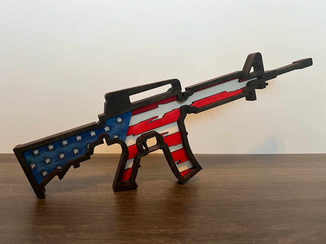 Handmade Layered Rifle With USA Flag - Custom Patriotic Wall Decor ...