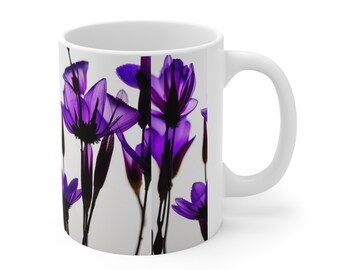 Pressed Lavender Mug, Boho Lavender Cottagecore Coffee Mug, Vintage Botanical Tea Cup, Pastel Floral Nature Mug, Flower Garden Lover Gift