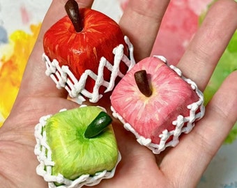 Handmade Apple Ornament, Clay Art Fruit Decor, Kitchen Room Decor, Unique Decorative Sculpture, Gift for Daughter, Home Decor