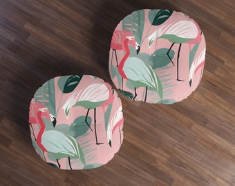 Getuftetes Bodenkissen, rund; Fenopa™ Flamingo Bliss Collection: Robuste Kissenfüllung, Einweihungsgeschenk, Schlafzimmerdekoration