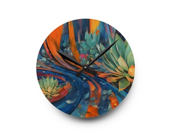 Abstract Succulent Acrylic Wall Clock