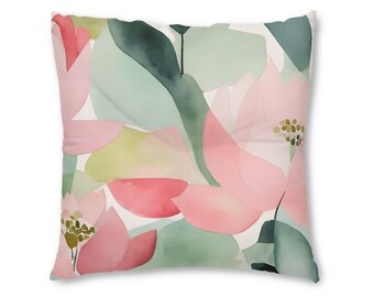 Minimalist Peony & Geometric Shapes Tufted Floor Pillow