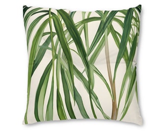 Soothing Greens Watercolor Tufted Floor Pillow, Square