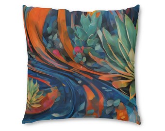 Succulent Dreams Abstract Art Tufted Floor Pillow