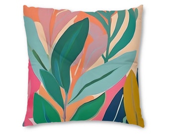 Boho-Midcentury Abstract Plant Tufted Floor Pillow