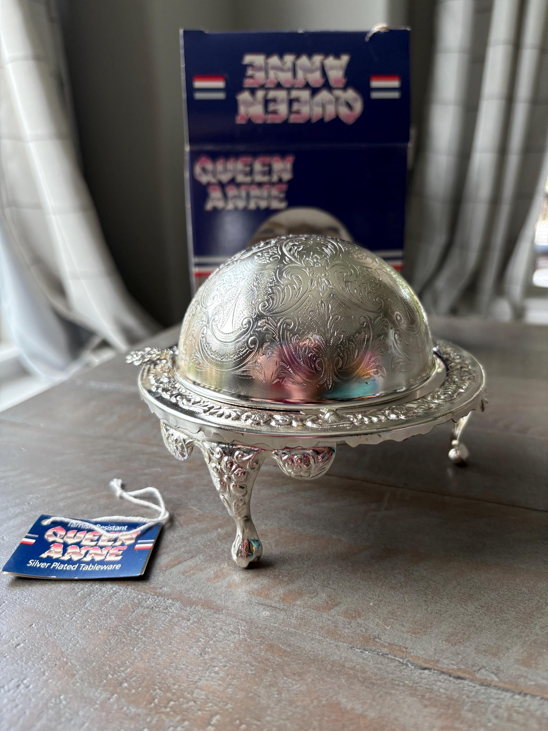 Queen Anne silver plated butter dish , ashtray, tableware