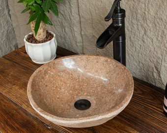 Natural Stone Sinks, River Stone Sinks , Small: 14 - 15.5 in | Natural Stone Sinks, Cobblestone Sinks, Stone Sinks, Granite Sinks