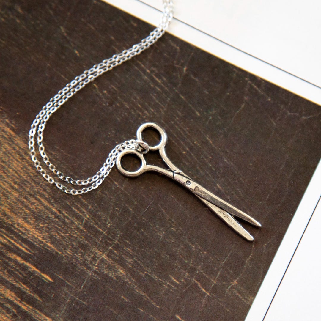 Scissors Chain Vintage Silver Scissors Necklace - Eco Friendly Sterling Silver Chain ...