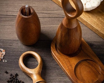 Acacia Wood Pepper Grinder Nordic Western Restaurant Solid Wood Sea Salt Grinding Bottle Pepper Grinding Seasoning Bottle