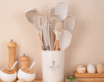 Silicone Kitchenware 11-piece Silicone Spatula With Storage Bucket Kitchenware Suit