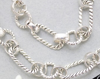 Collar de cadena chapado en plata antigua: eslabones rolo ovalados de 40,6 cm (16 pulgadas)
