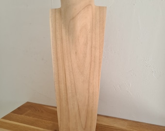 1 Stück Schmuckbüste,  Schmuckständer, Schmuckpräsentation, Kettenhalter, natur, 40 cm hoch, Massivholz