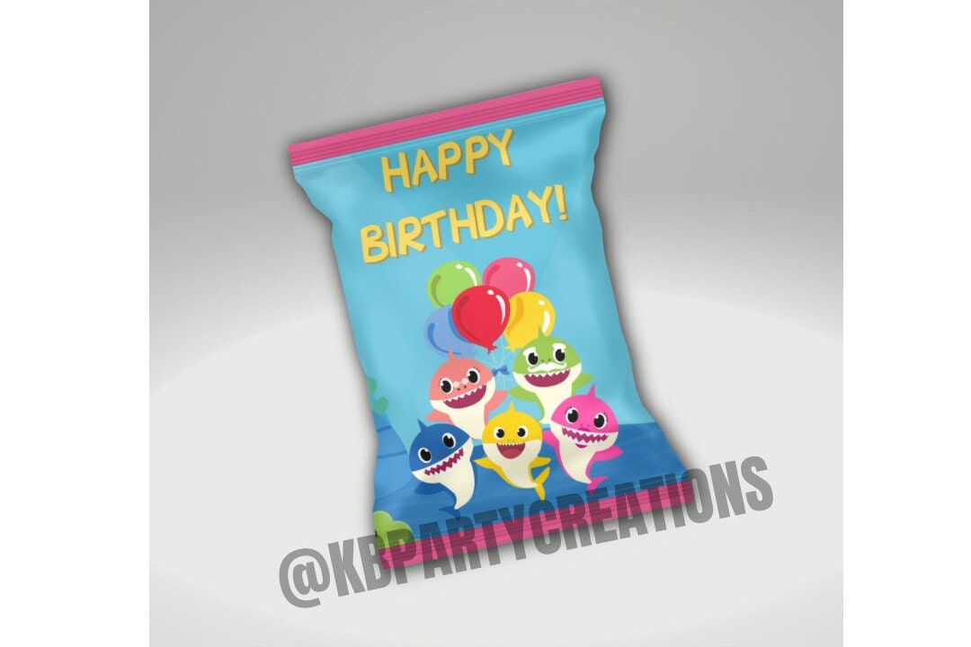 Baby Shark Chip Bag Template/happy Birthday Girl - Etsy