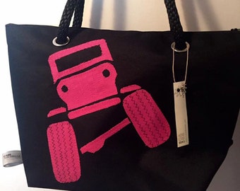 Pink Jeep Beach Bag, Tote, Jeep Bag