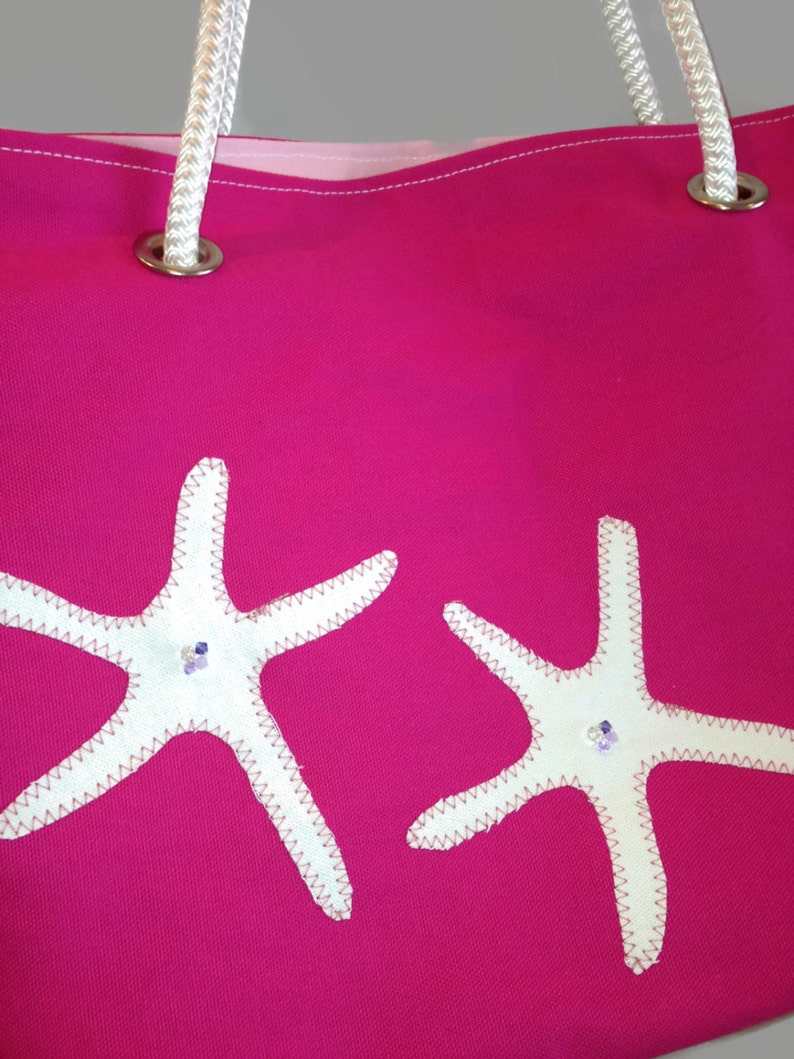 Starfish Beach Bag, Nautical Tote image 2