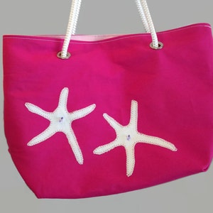 Starfish Beach Bag, Nautical Tote image 1