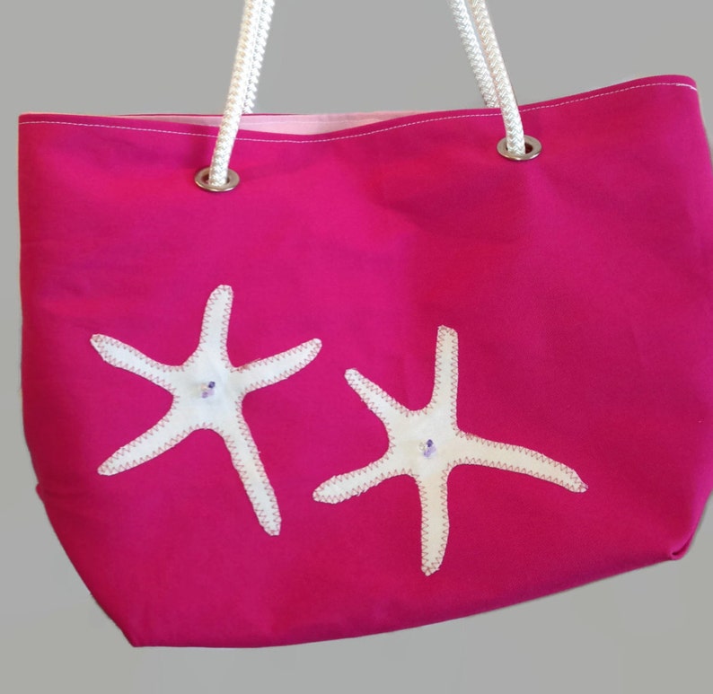 Starfish Beach Bag, Nautical Tote image 1