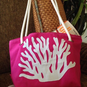 Coral Beach Bag, Nautical Tote image 2