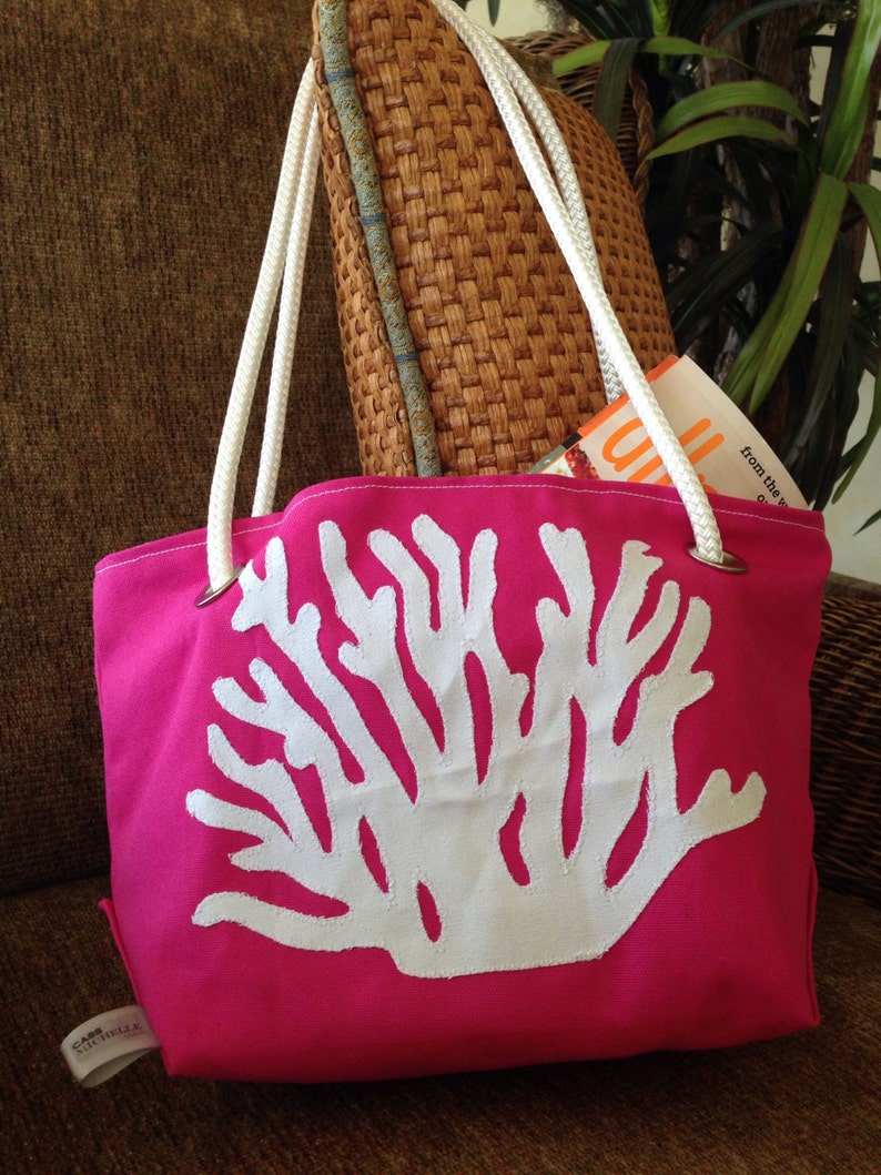 Coral Beach Bag, Nautical Tote image 2