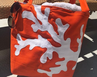 Coral Beach Bag, Coral Tote