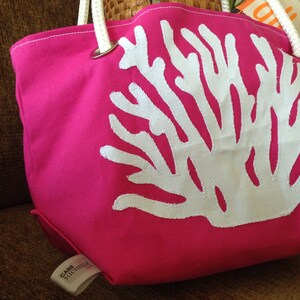 Coral Beach Bag, Nautical Tote image 3