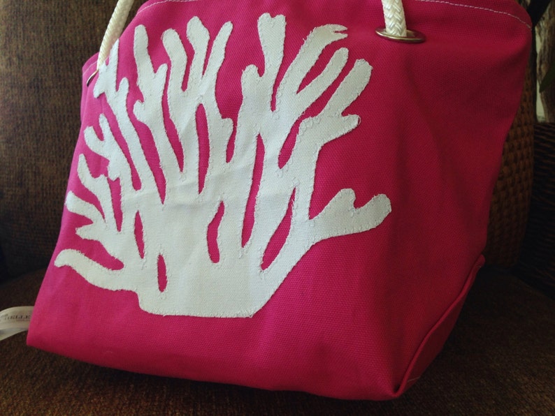 Coral Beach Bag, Nautical Tote image 4