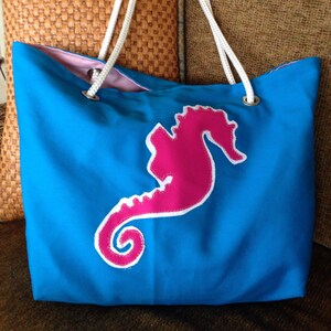 Seahorse and Starfish Beach Bag, two sided