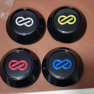 Enkei RPF1 Center Caps (Chrome, Red, Blue, Yellow) - SET OF 4 CAPS