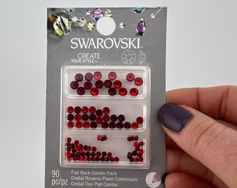 Swarovski Siam Light Siam Flat Back Rhinestones 90pc Red Combo