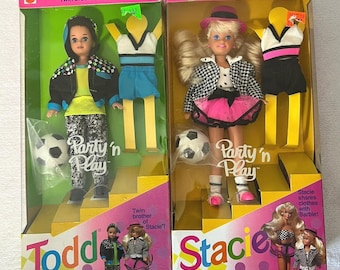 Barbie Party 'n Play Stacie & Todd Twins Set 1992 NIB Vintage Minor Box Wear VTG